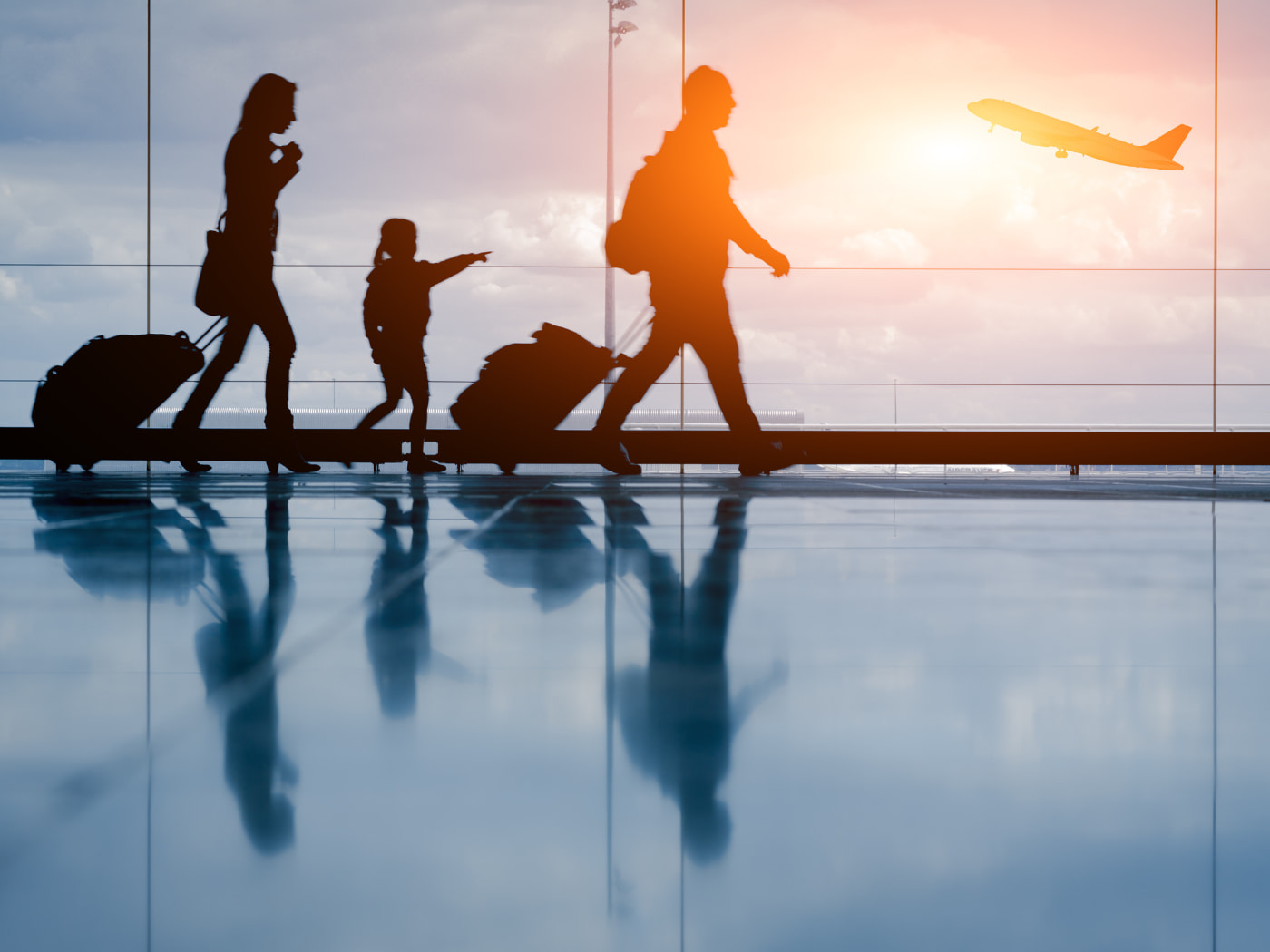 Famiglia in aeroporto